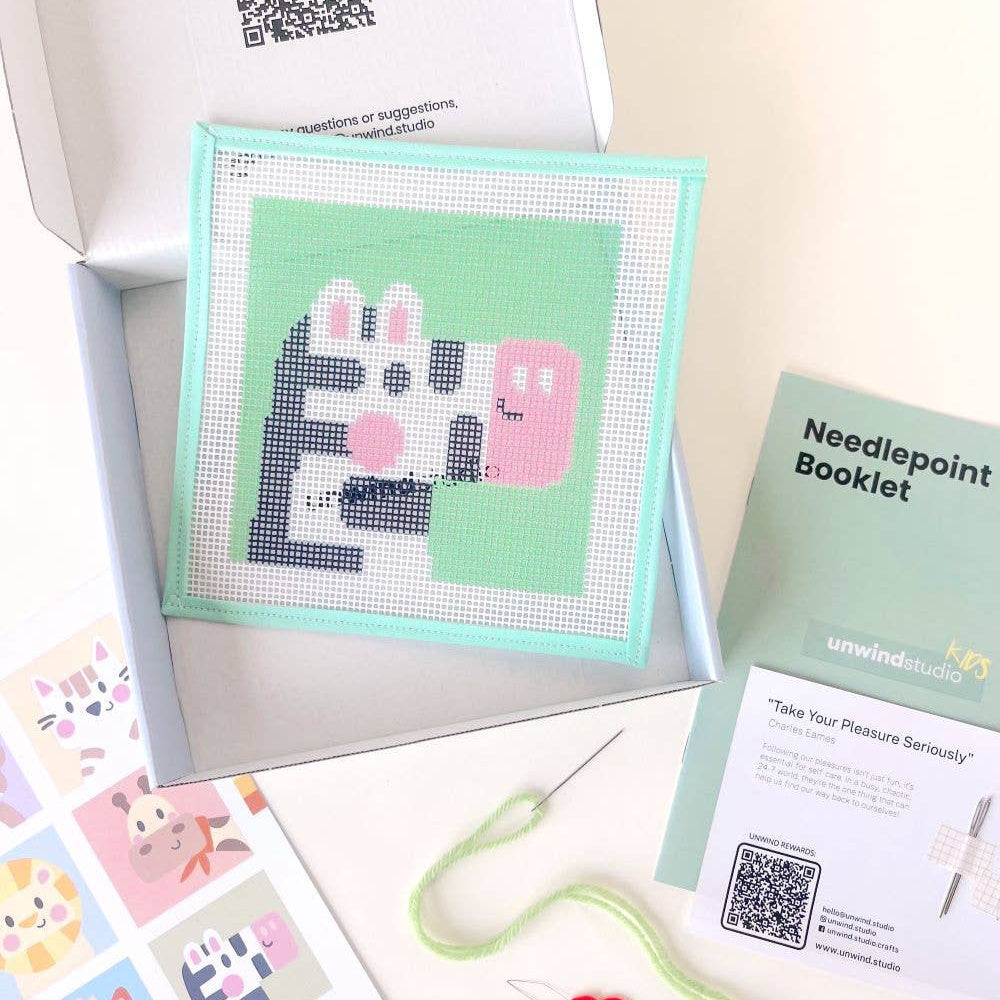 Unwind Studio-Zoe the Zebra - Needlepoint Kit for Kids-xstitch kit-gather here online