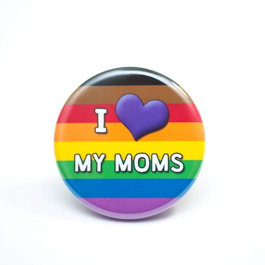 Crafty Queer Studio-I Love My Moms LGBTQ+ Pinback Button-accessory-gather here online