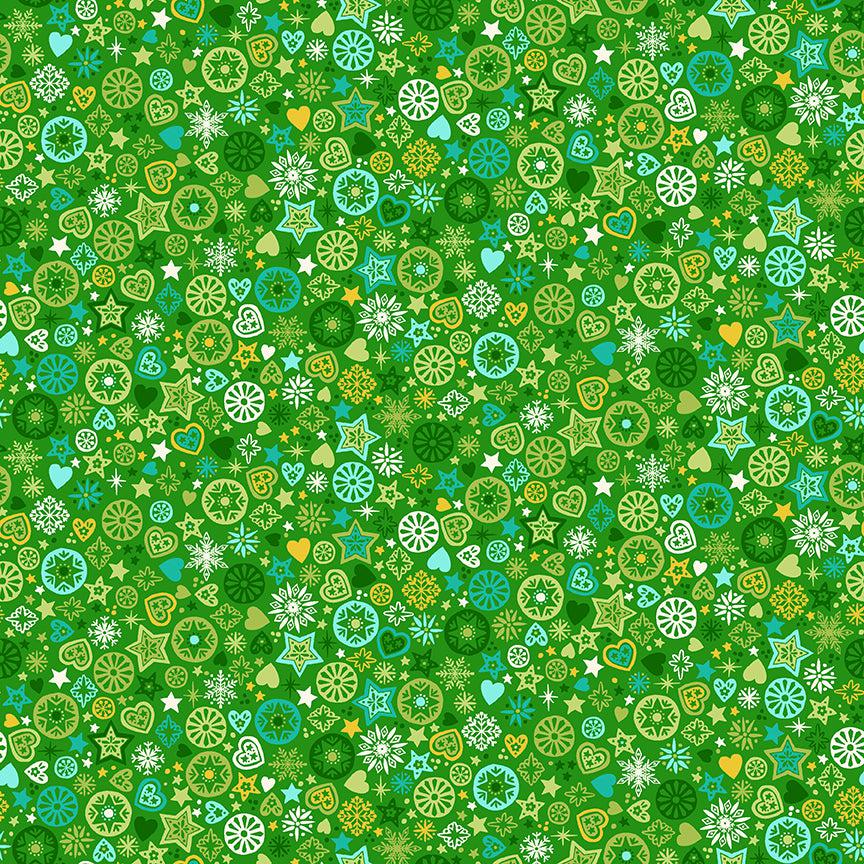 Andover-Green Merry Motifs-fabric-gather here online