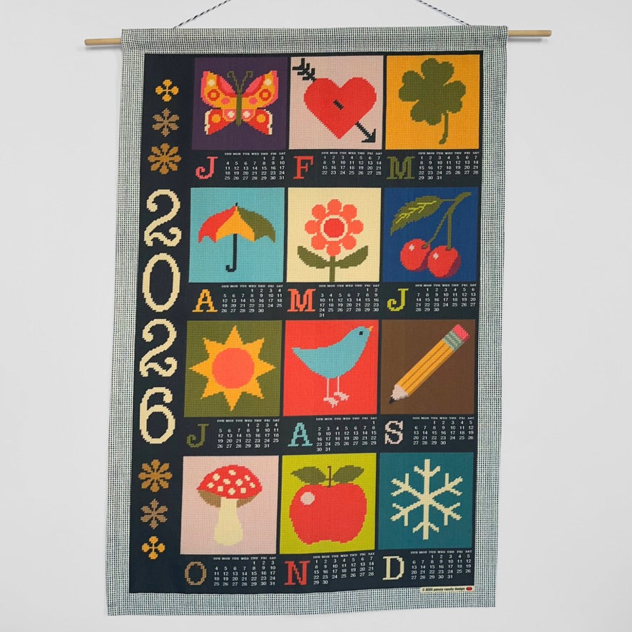 gather here-2026 Tea Towel Calendar - Needlepoint-tea towel calendar-gather here online