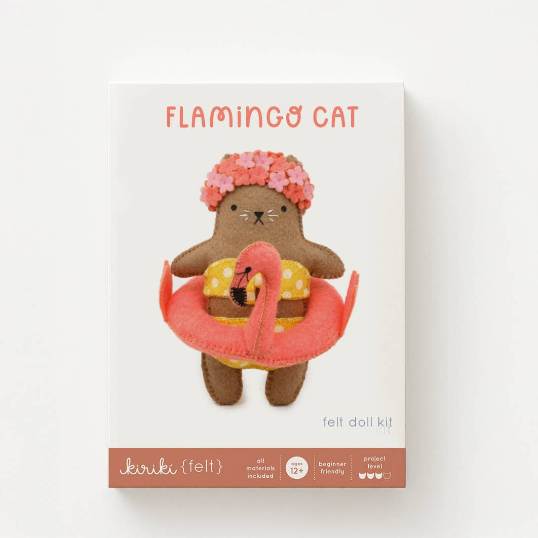 Kiriki Press-Flamingo Cat Felt Doll Kit-embroidery kit-gather here online