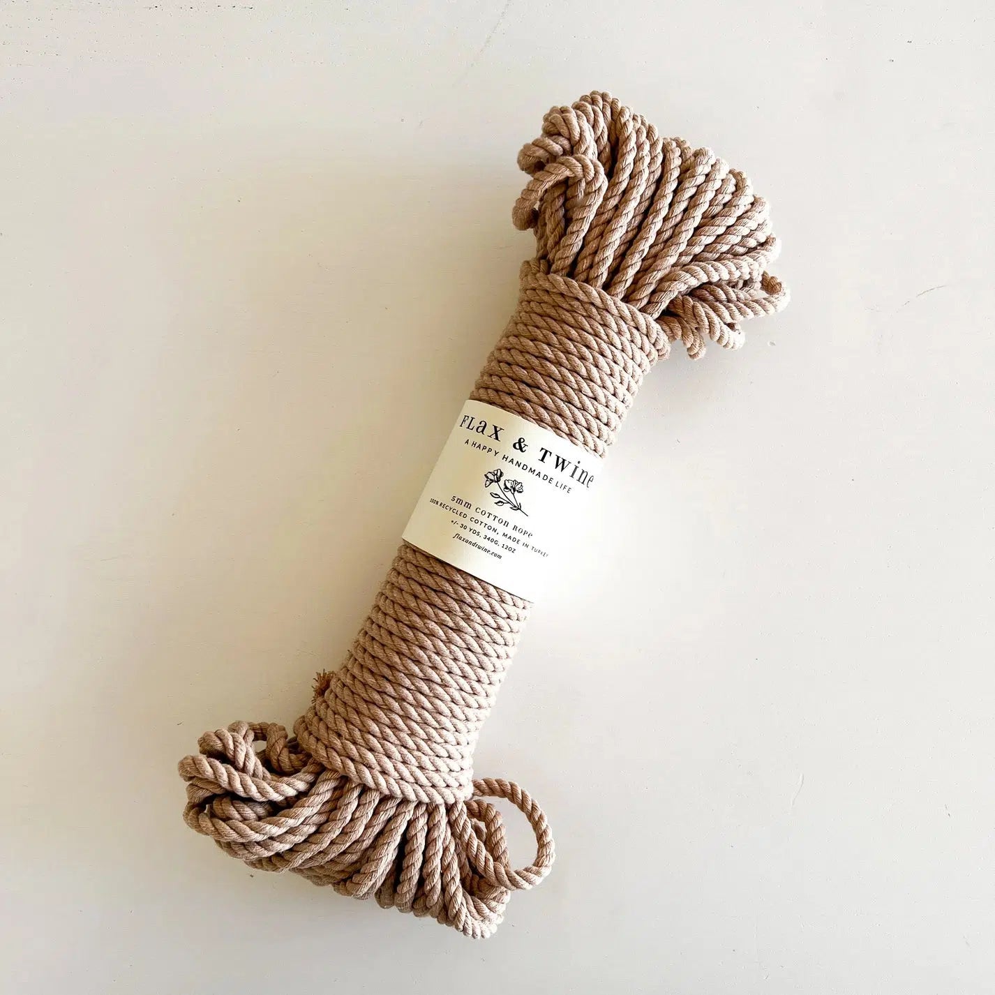 Flax & Twine-Recycled 5mm Cotton Rope - Sand-yarn-gather here online