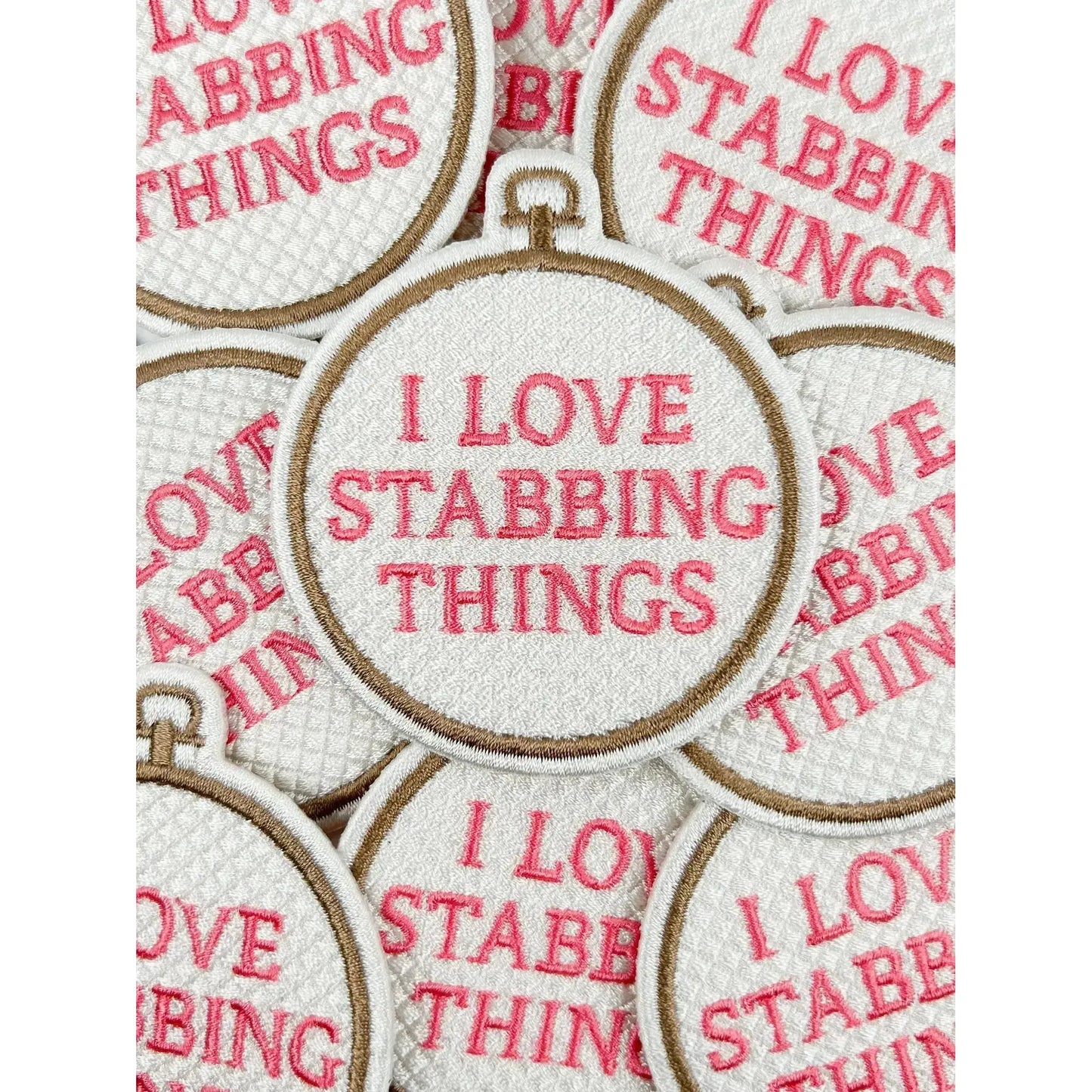 Field Trip Threads-I Love Stabbing Things Iron-On Patch-patches + pins-gather here online