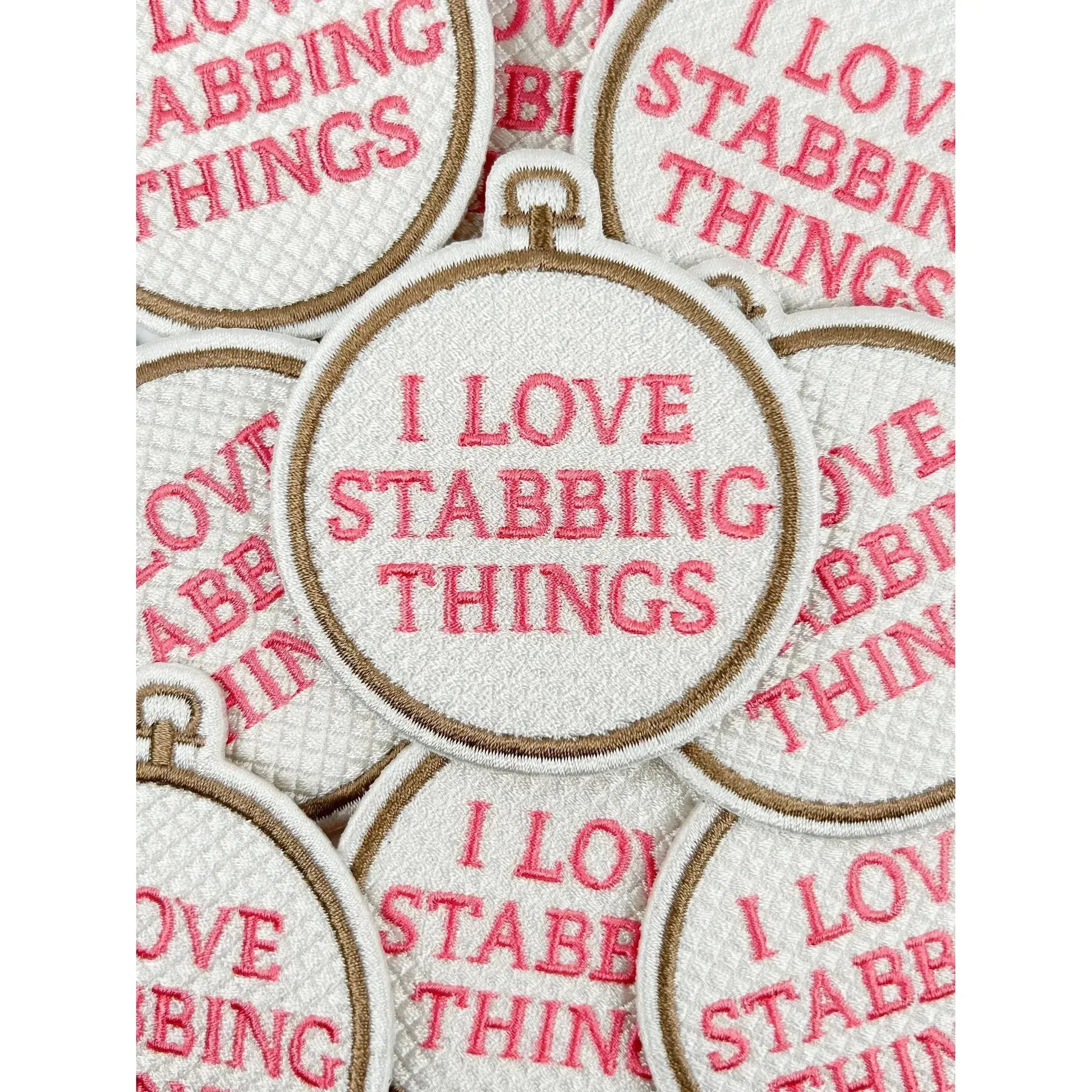Field Trip Threads-I Love Stabbing Things Iron-On Patch-patches + pins-gather here online