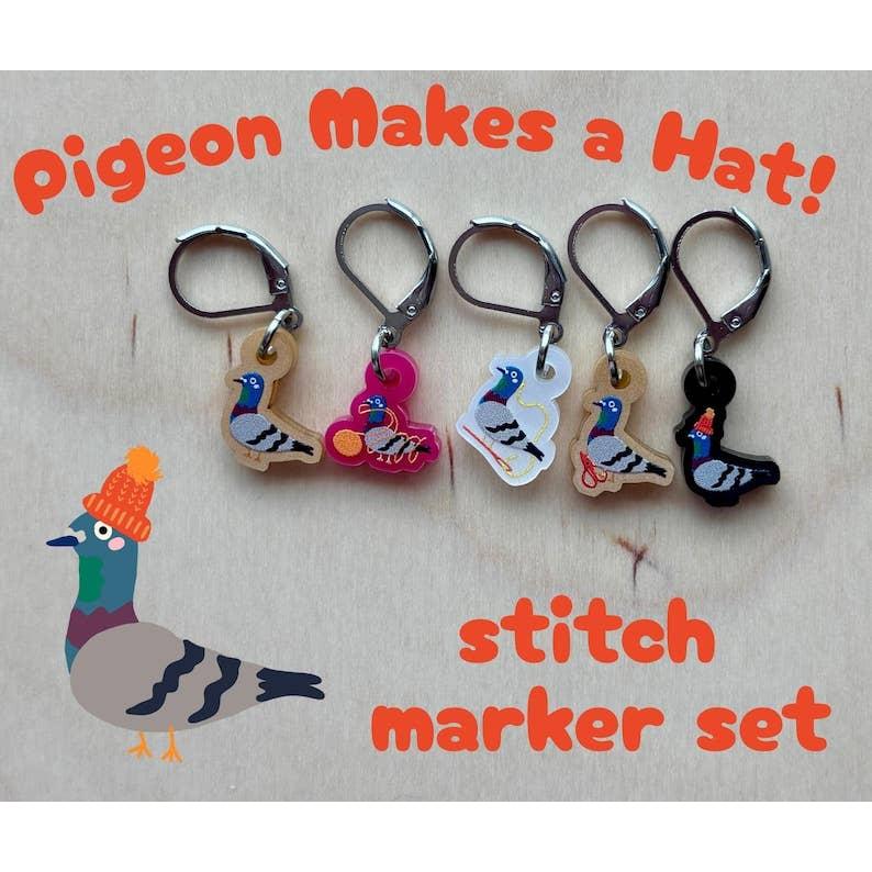 Comma Craft Co-Pigeon Makes a Hat Stitch Marker Set-knitting notion-gather here online