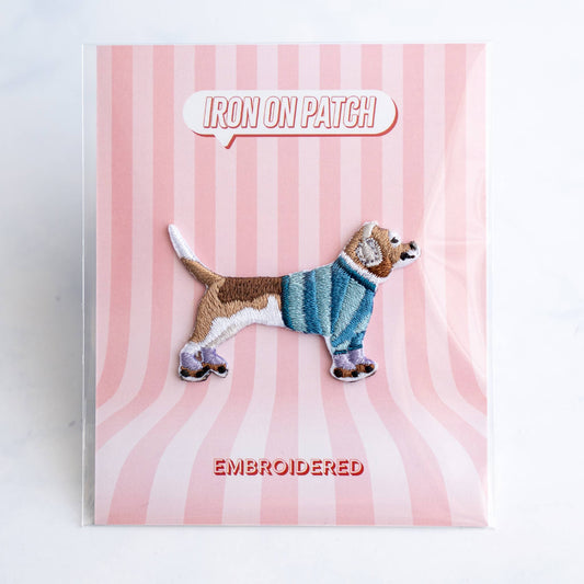 U PLUS INC-Roller Skating Dog Iron-On Patch-patches + pins-gather here online