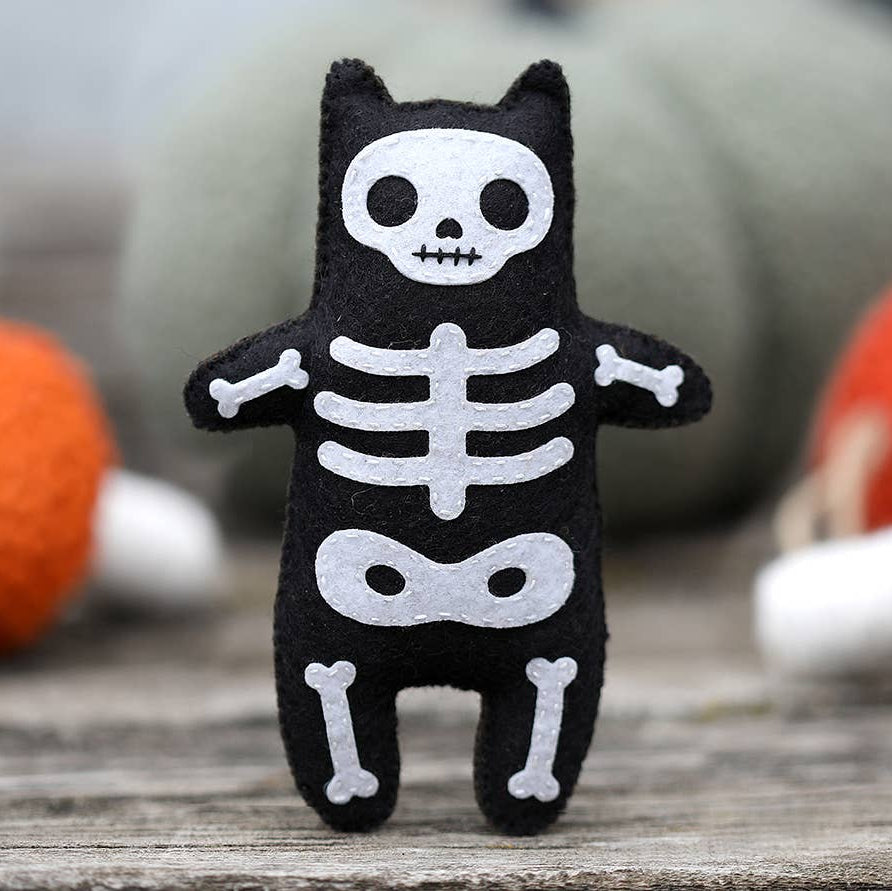 Kiriki Press-Skeleton Cat Felt Doll Kit-embroidery kit-gather here online