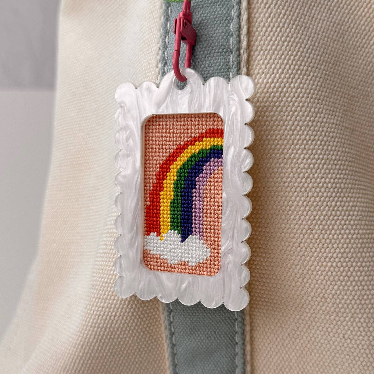 Fraymeworks-Rainbow 1.25"x 2.25" Mini Needlepoint Canvas-embroidery pattern-gather here online