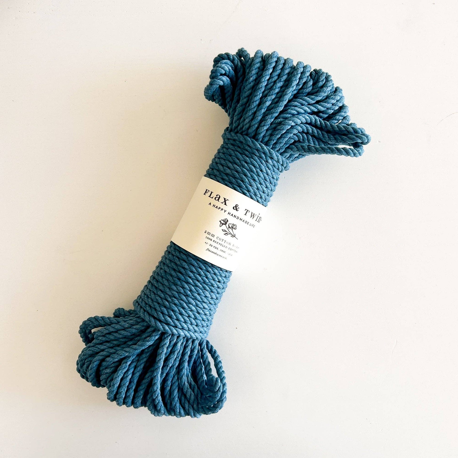 Flax & Twine-Recycled 5mm Cotton Rope - Marine-yarn-gather here online