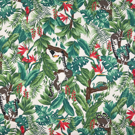 Cosmo-Tropical Lemurs on Cotton Oxford-fabric-gather here online