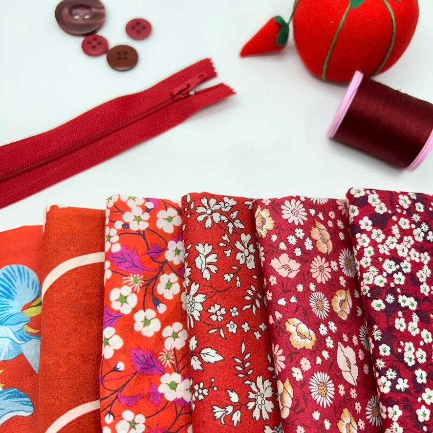 gather here-Tana Lawn Color Bundle - Red (6 pieces)-fat quarters-gather here online