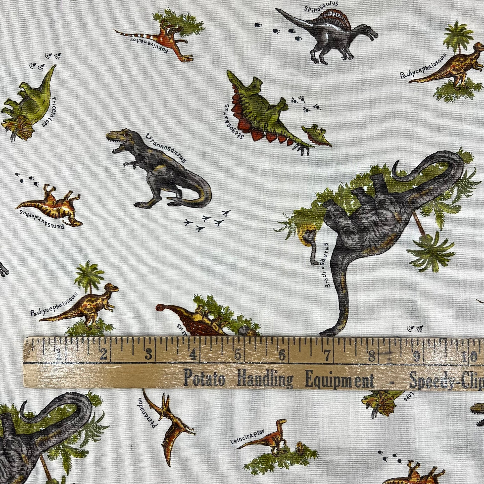 Cosmo-Prehistoric Dinos on Cotton-fabric-gather here online