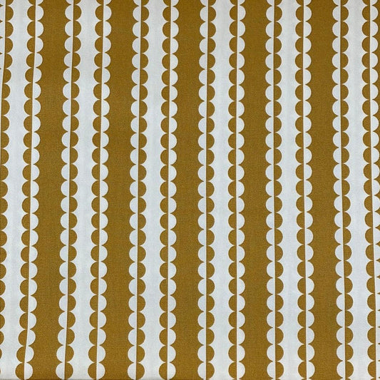 Handworks Fabric-Scallop Stripes Golden on Cotton Oxford-fabric-gather here online