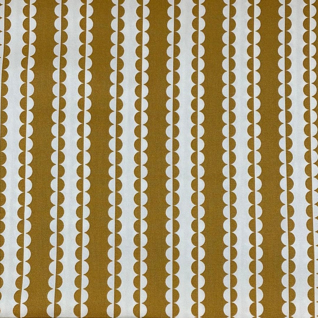 Handworks Fabric-Scallop Stripes Golden on Cotton Oxford-fabric-gather here online
