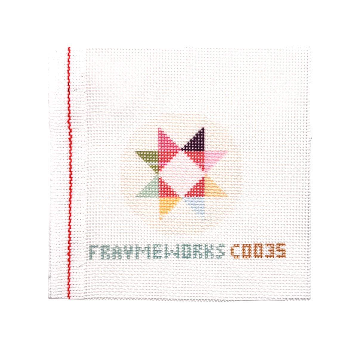 Fraymeworks-Quilt Star Round 2.25" round Mini Needlepoint Canvas-embroidery pattern-gather here online