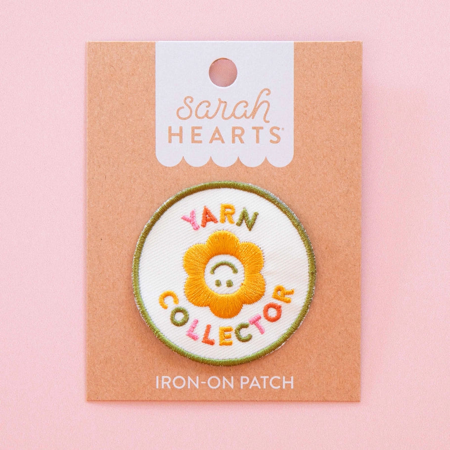 Sarah Hearts-Yarn Collector Multicolor Iron-On Patch-patches + pins-gather here online
