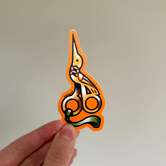 Curlworks-Bird Scissors Vinyl Sticker-sticker-gather here online