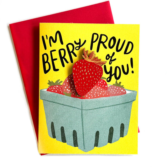 SnowMade-Berry Proud - Red Strawberry Magnet w/ Card-greeting card-gather here online