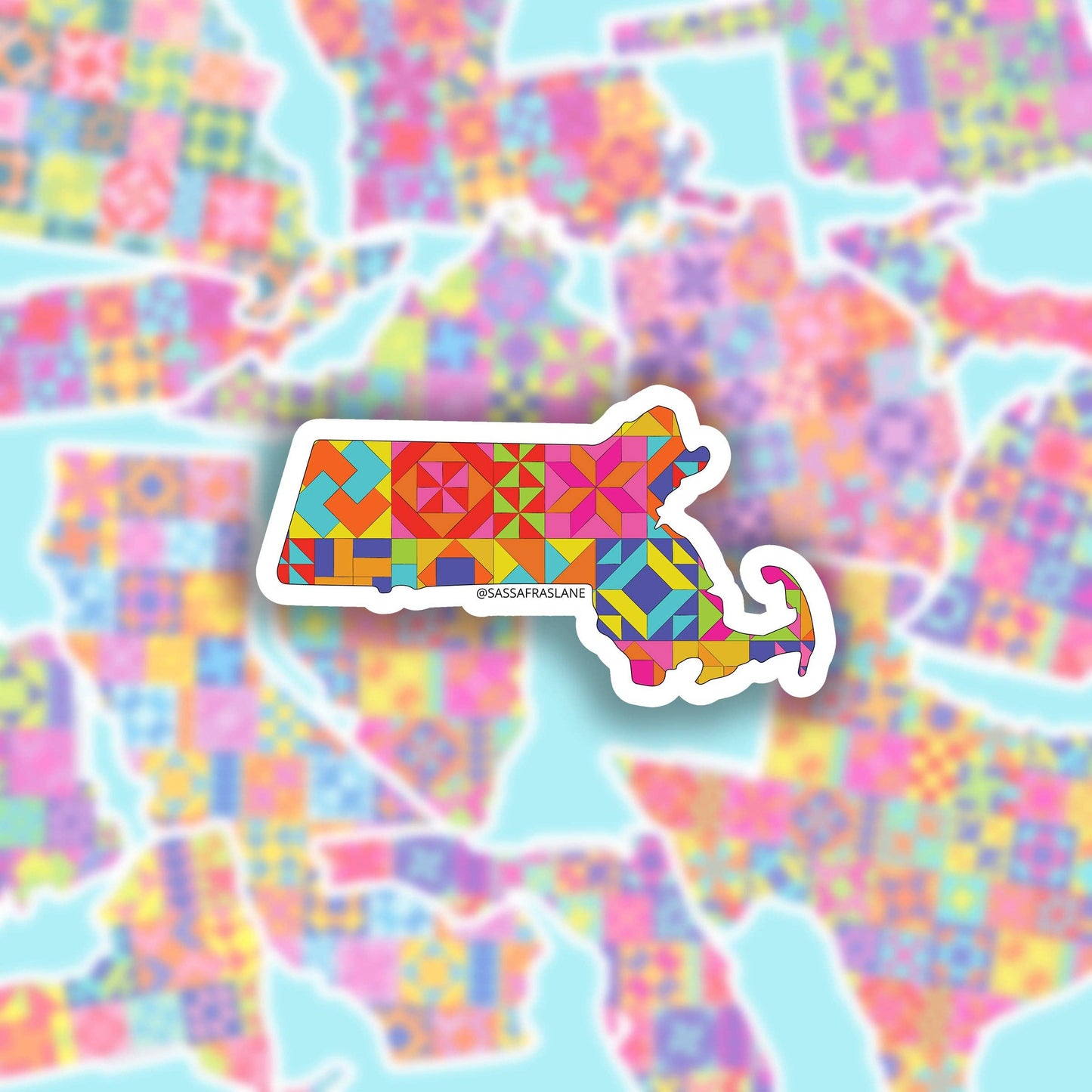 Sassafras Lane Designs-Massachusetts State Quilt Sticker-sticker-gather here online