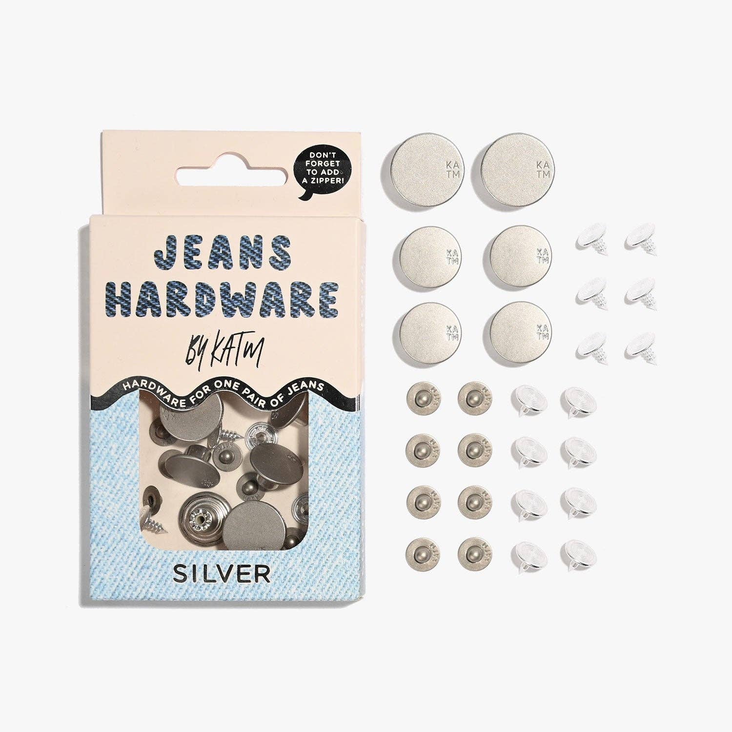 Kylie and The Machine-Jeans Hardware Kit - Silver-hardware kit-gather here online