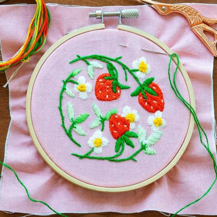 Antiquaria-Strawberries DIY Embroidery Ornament Kit-embroidery kit-gather here online