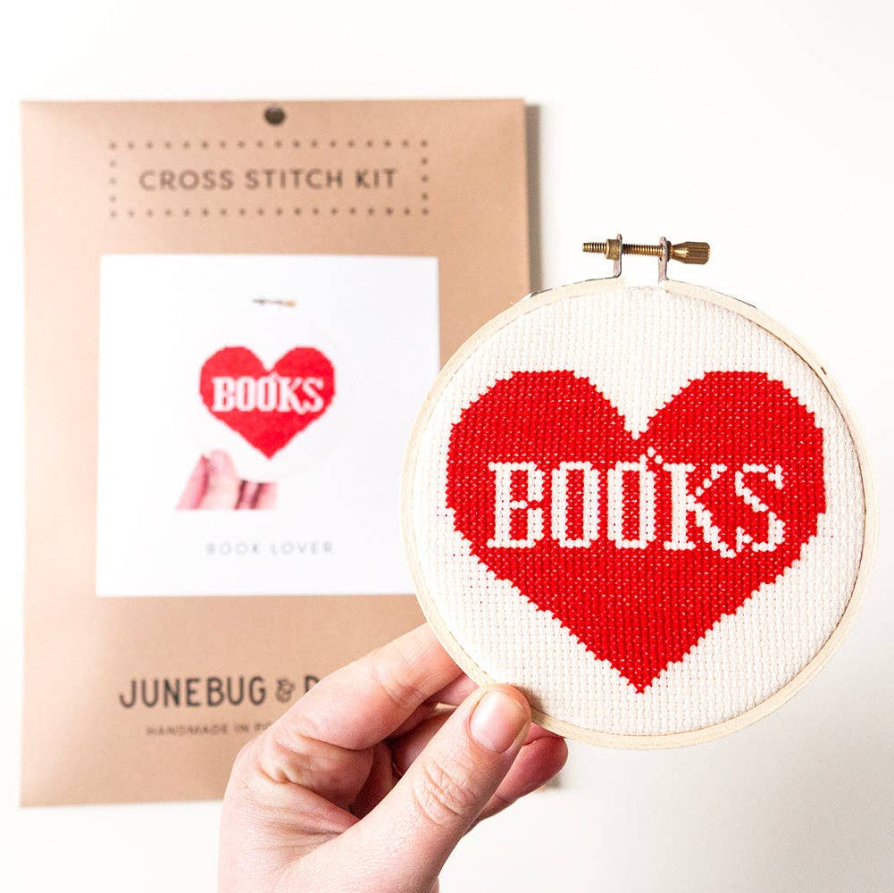 Junebug and Darlin-Book Lover, 4" Cross Stitch Kit-xstitch kit-gather here online