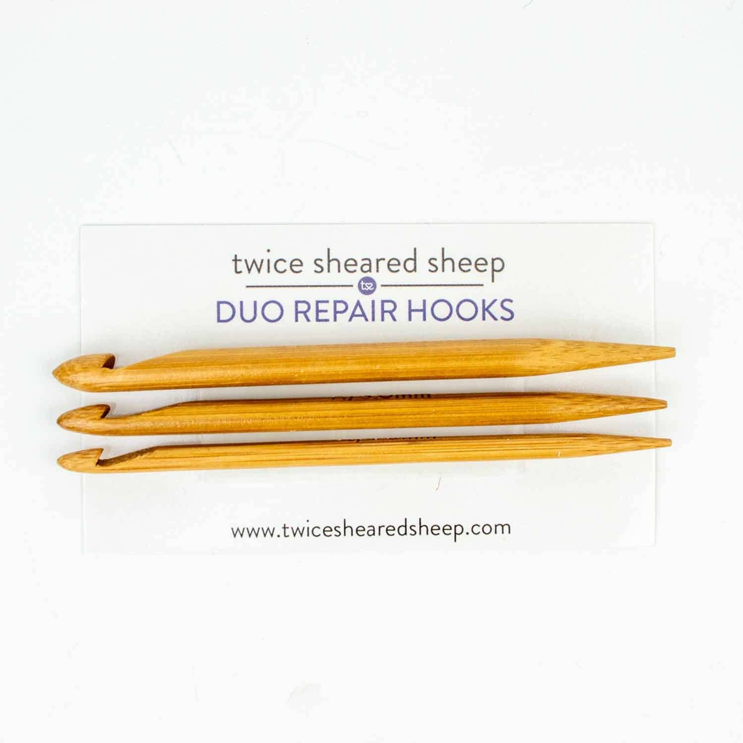 Twice Sheared Sheep-Duo Wooden Repair Hooks - Set of 3-knitting notion-gather here online