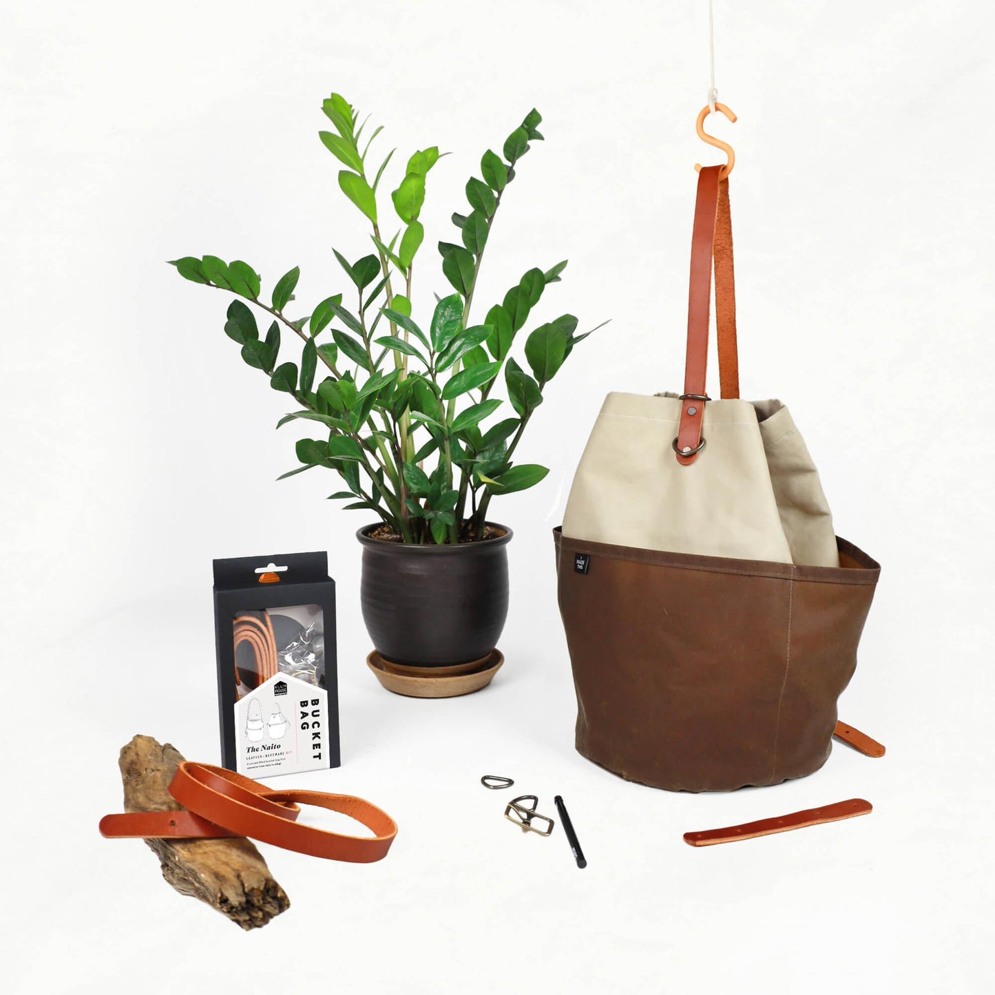 Klum House Workshop-Naito Bucket Bag Leather + Hardware Kit - Tan Leather-hardware kit-gather here online