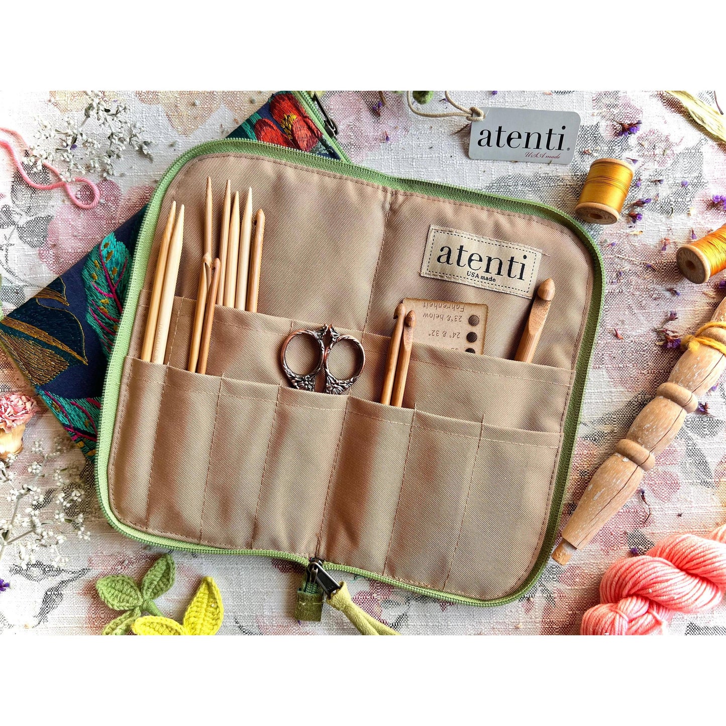 Atenti-Flora Needles, Hooks, and Tools Case-craft organizer-gather here online