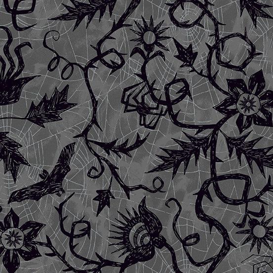 Andover Fabrics-Vine Spiderweb Gray-fabric-gather here online