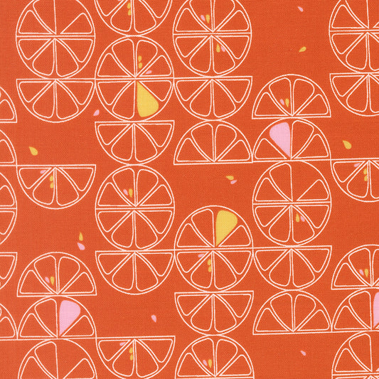 Moda-Lemon Slice Papaya-fabric-gather here online