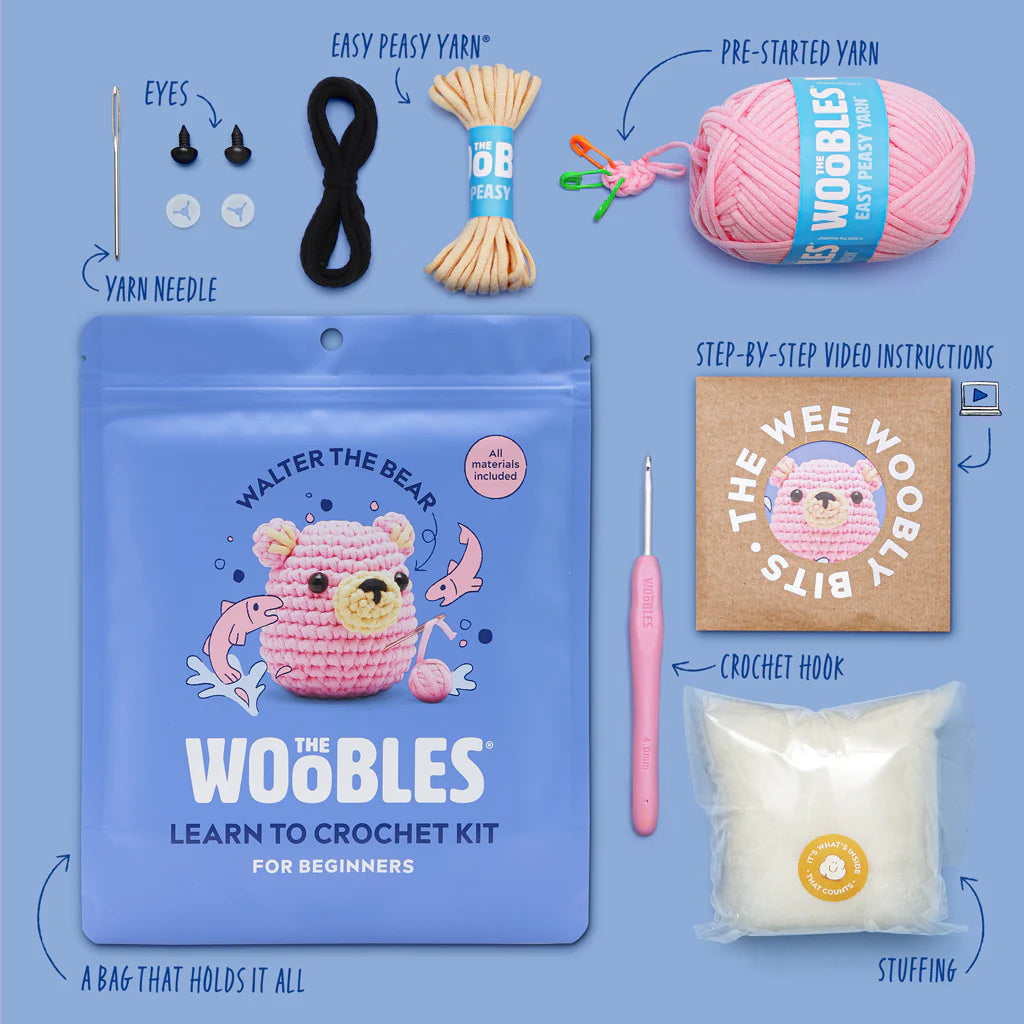 The Woobles-Walter the Pink Bear Crochet Kit-knitting / crochet kit-gather here online