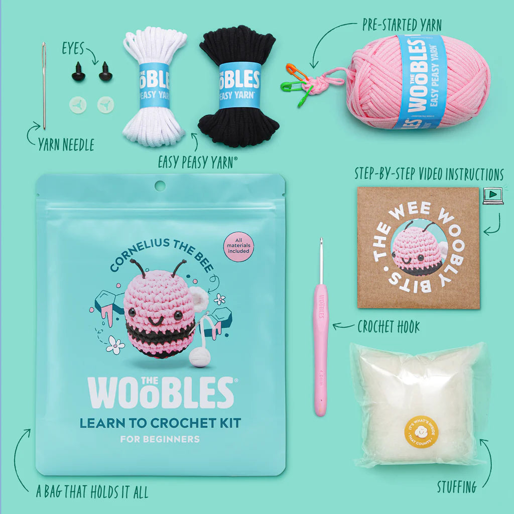 The Woobles-Cornelius the Pink Bee Crochet Kit-knitting / crochet kit-gather here online
