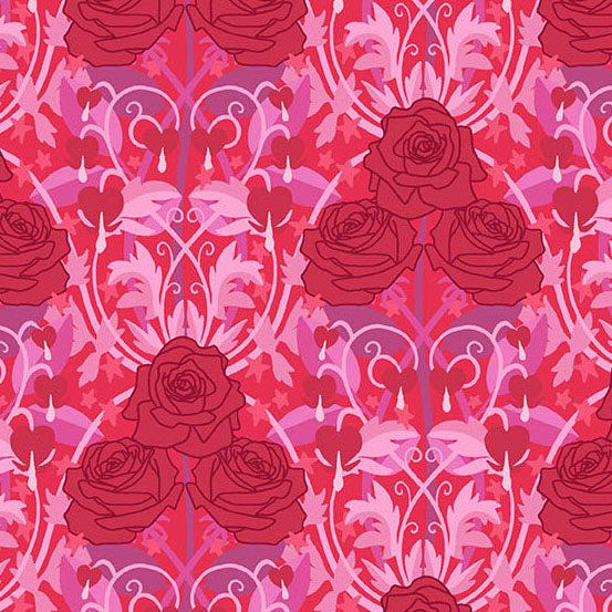 Andover Fabrics-Love In Bloom Red-fabric-gather here online