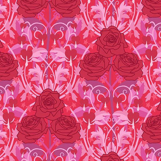 Andover Fabrics-Love In Bloom Red-fabric-gather here online