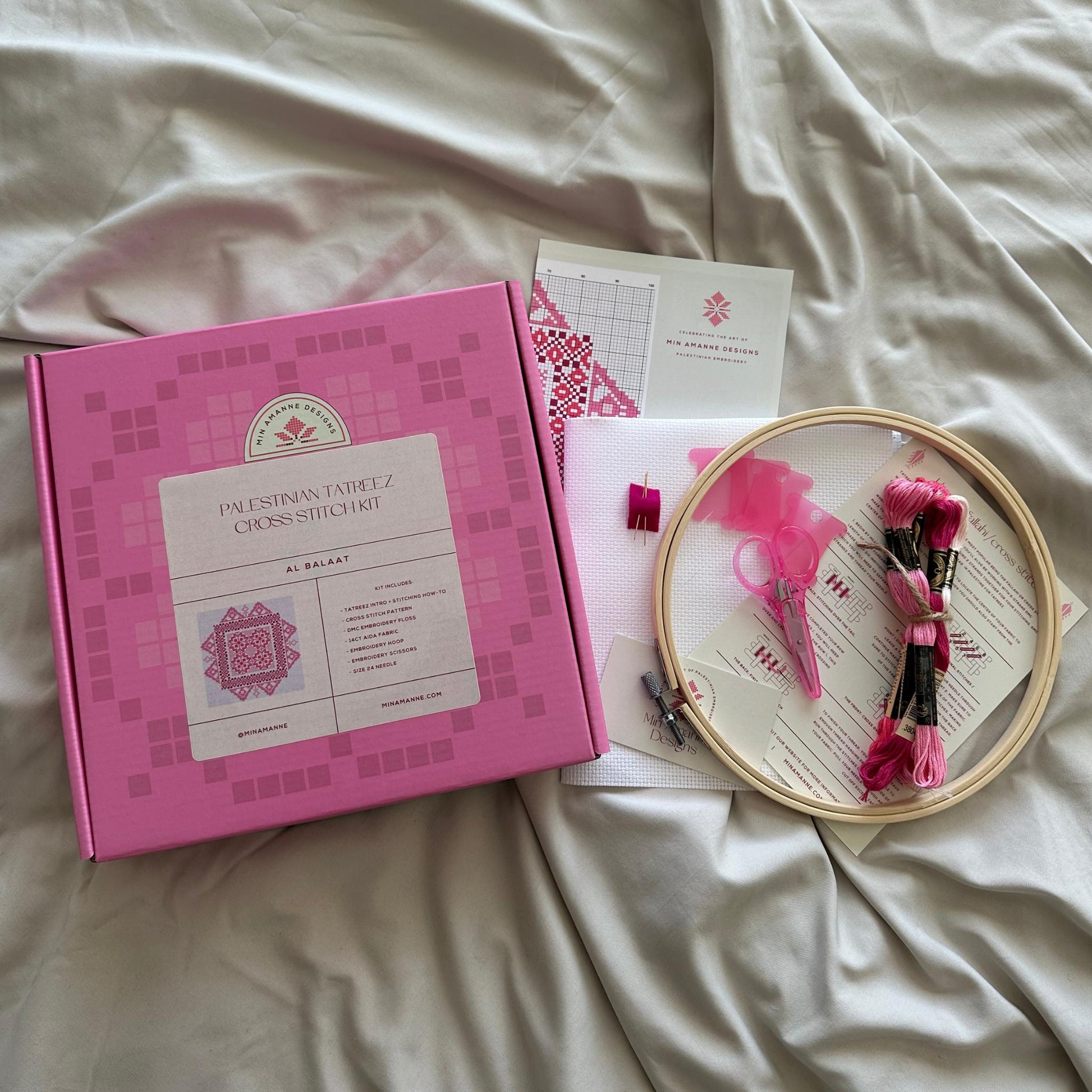 Min Amanne Tatreez Designs-Al Balaat Tatreez Kit-xstitch kit-gather here online