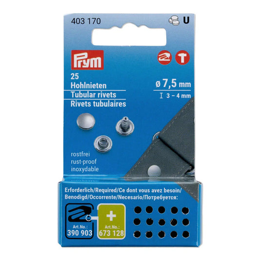 Prym-7.5mm Tubular Rivets - Silver-sewing notion-gather here online