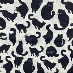 Handworks Fabric-Black Cats on 80/20% Cotton/Linen sheeting-fabric-gather here online