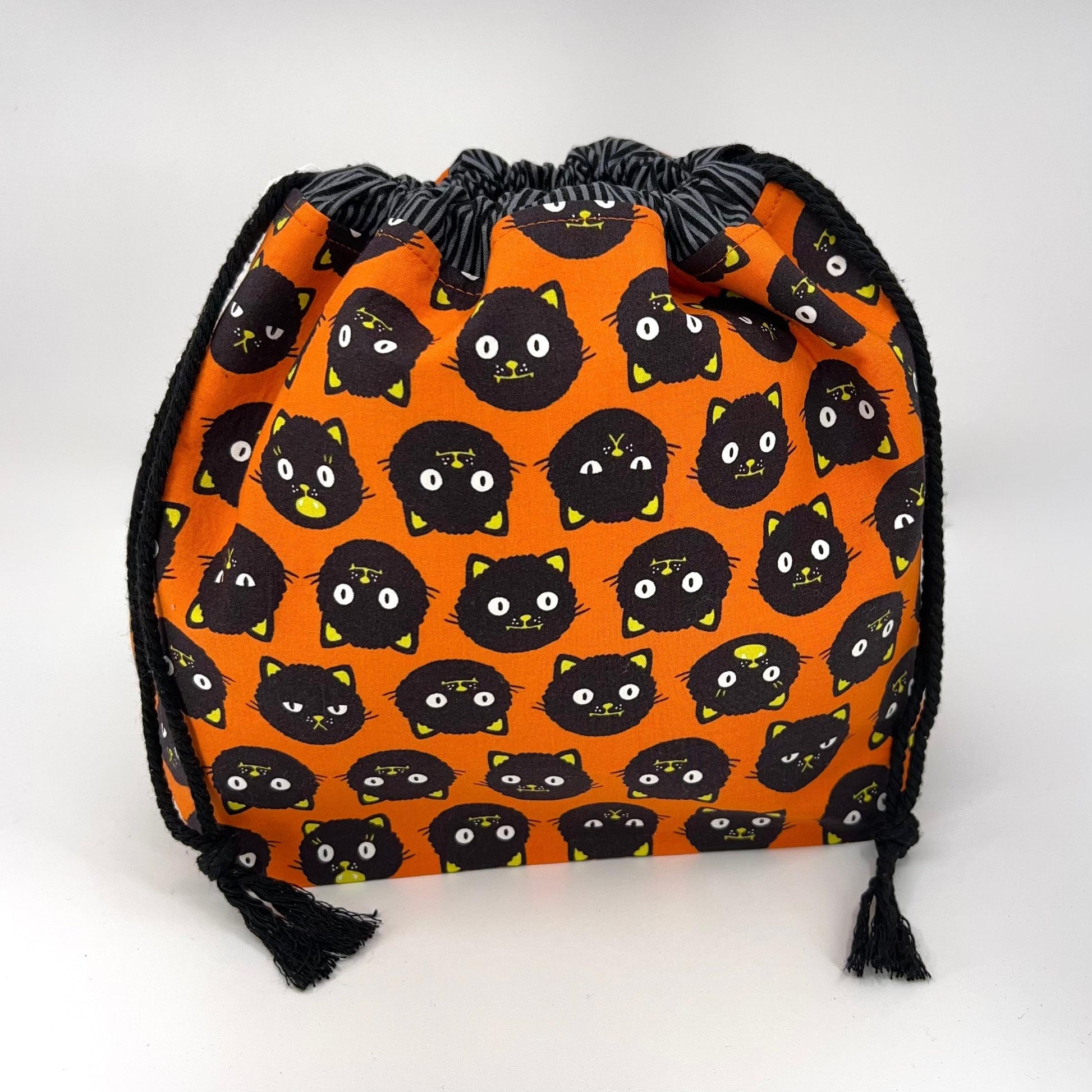 Denise Snow Williams-One of a Kind Spooky Project Bags - October 2026-craft organizer-Large - Black Cat Faces w/ Int Zip Pocket-gather here online