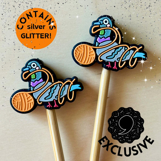 Comma Craft Co-Glitter Pigeon Knitting Needle Point Protectors-knitting notion-gather here online