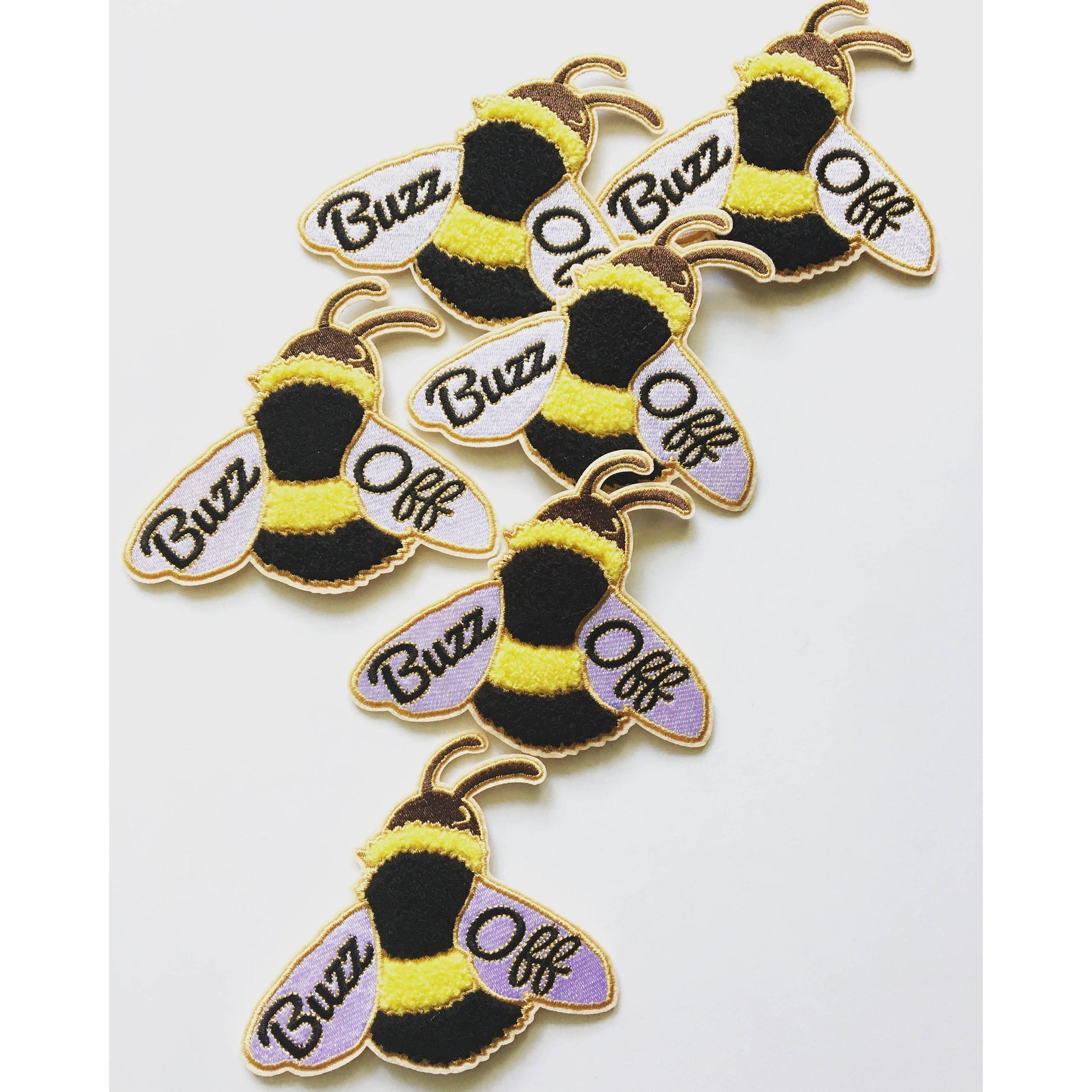 ILOOTPAPERIE-Buzz Off Bumble Bee Chenille Iron On Patch-accessory-gather here online