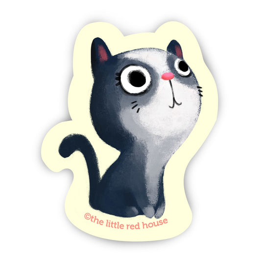 The Little Red House-Grey Cat Vinyl Sticker-accessory-gather here online