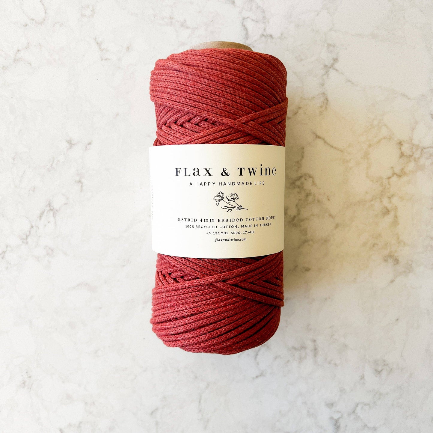 Flax & Twine-4mm Astrid Braided Cotton Rope-yarn-Rose-gather here online