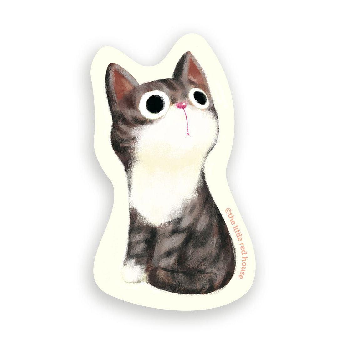 The Little Red House-Grey Tabby Cat Vinyl Sticker-accessory-gather here online