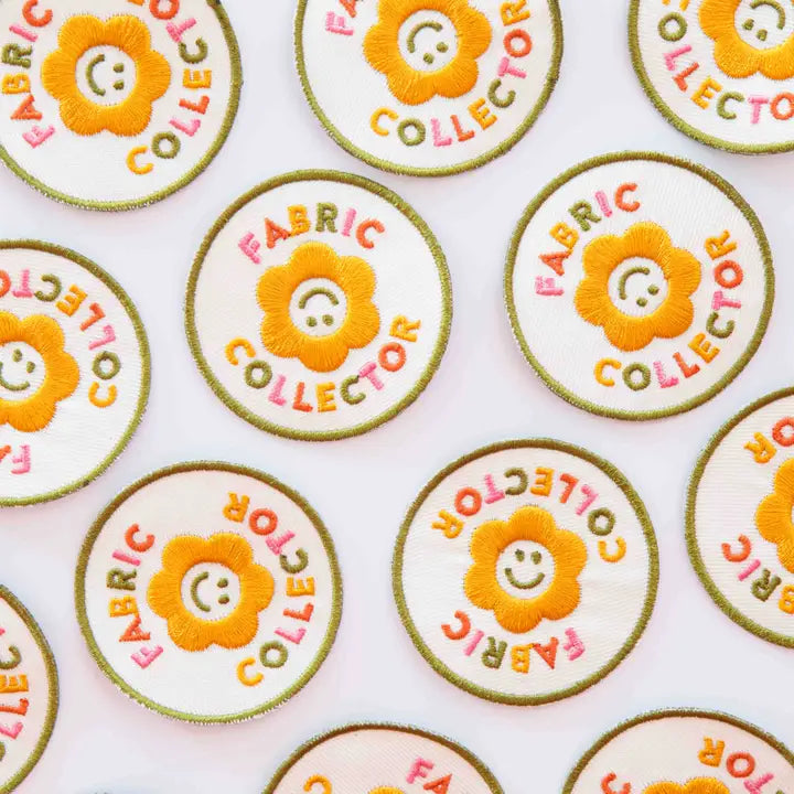 Sarah Hearts-Fabric Collector Yellow Multi Iron-On Patch-patches + pins-gather here online
