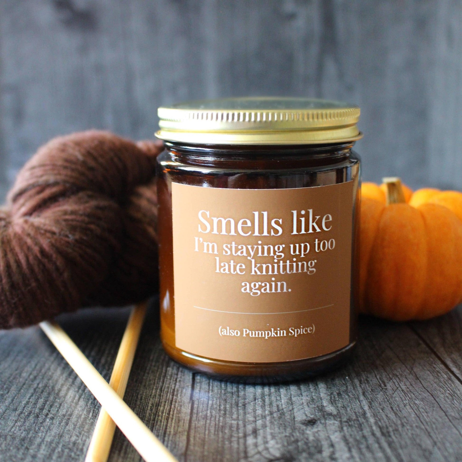 NNK Press-Hand-poured Coconut Soy Wax Candle For Knitters - 4oz-accessory-4 Oz Pumpkin Spice | Smells like I'm staying up too late knitting again.-gather here online