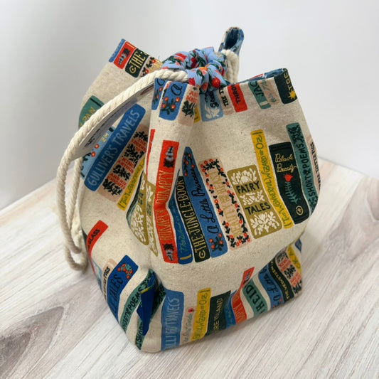 Denise Snow Williams-One of a Kind Drawstring Project Bags-craft organizer-Square Bottom - Library w/ Int Pocket-gather here online