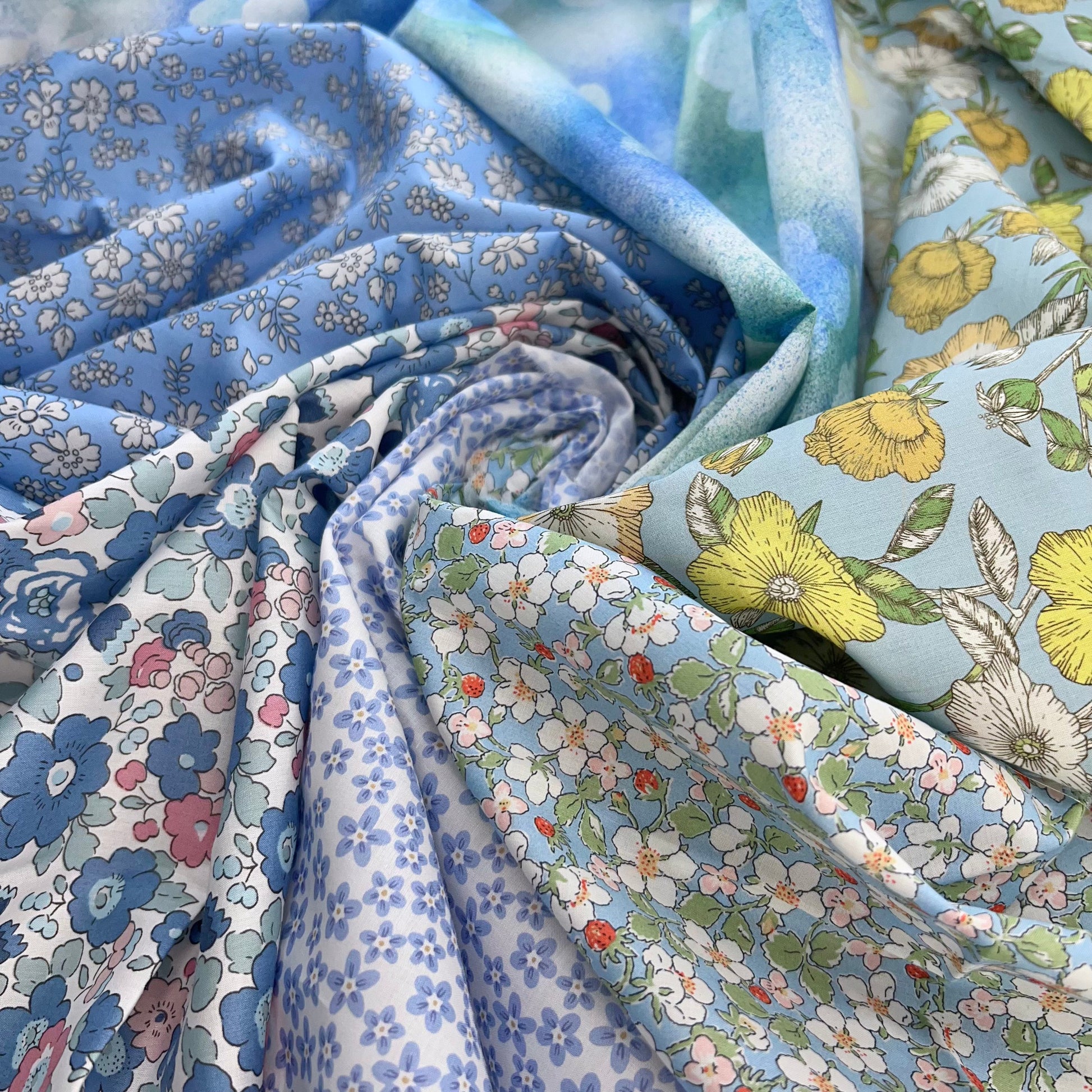 Liberty of London-Tana Lawn Color Bundle - Light Blue (6 pieces)-fat quarters-gather here online