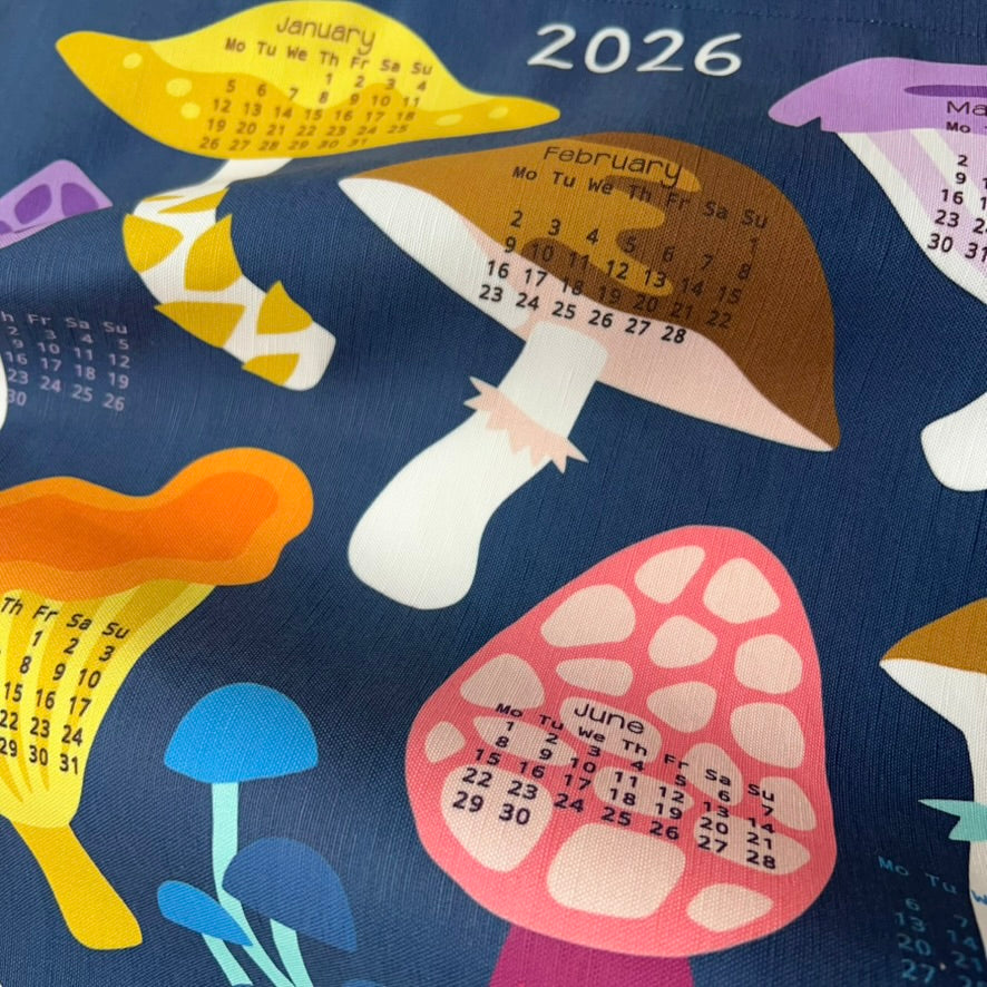 gather here-2026 Tea Towel Calendar - Mushrooms-tea towel calendar-gather here online