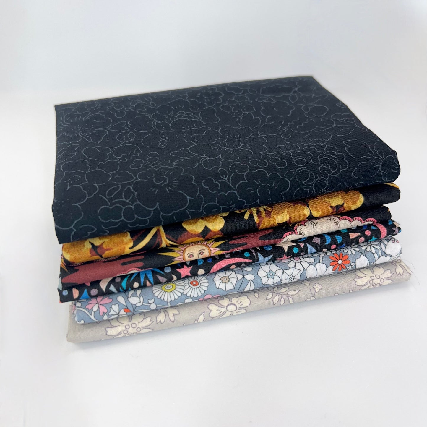 gather here-Tana Lawn Color Bundle - Black/Grey (6 pieces)-fat quarters-Fat Quarter-gather here online